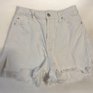 Guess Women's Frayed Hem White Jean Shorts